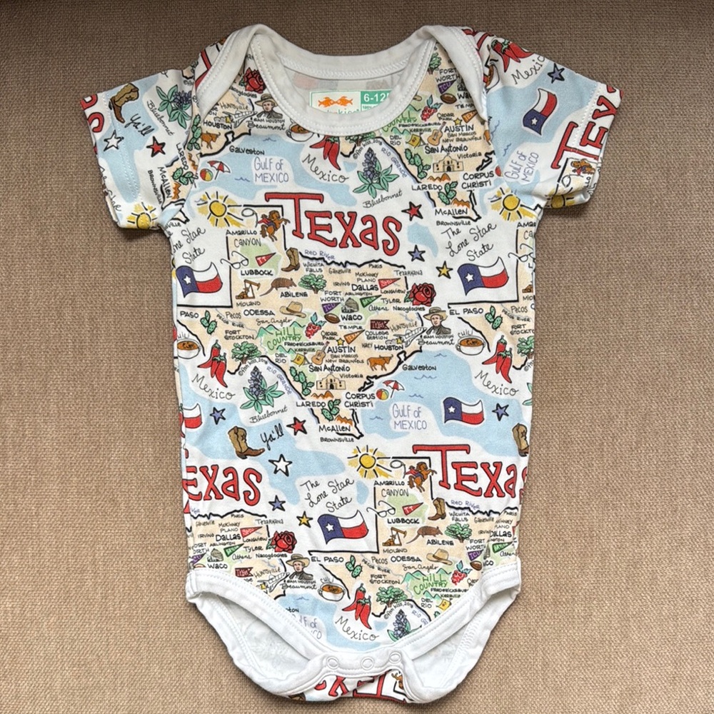 Red and Blue Texas-Themed Bodysuit One Piece